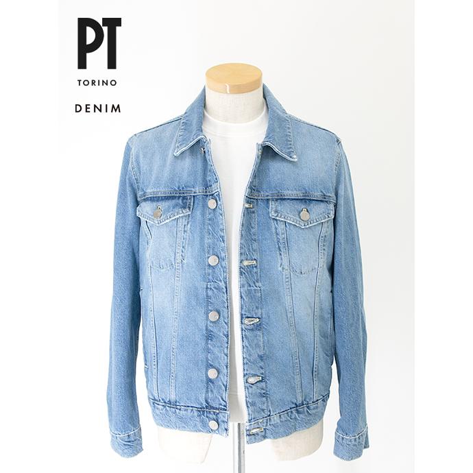 ピーティートリノデニム PT TORINO DENIM Gジャン/デニムジャケット/ストレッチウォッシュドデニム イタリア製 ウォッシュドブルー pt500801 | PT TORINO
