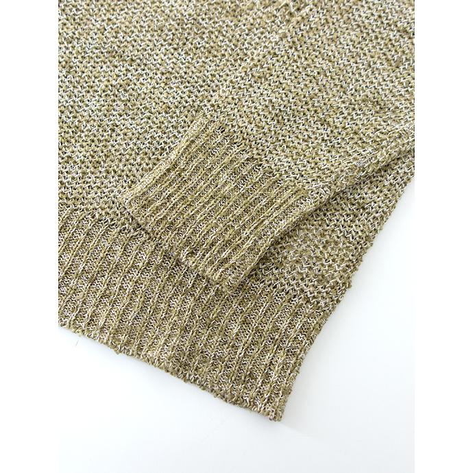 【50％OFF】ロベルト・コリーナ roberto collina 切替クルーネックニット/サマーニット/ペーパーリネンコットン イタリア製 オリーブ×ホワイト roc500601 | ROBERTO COLLINA | 03