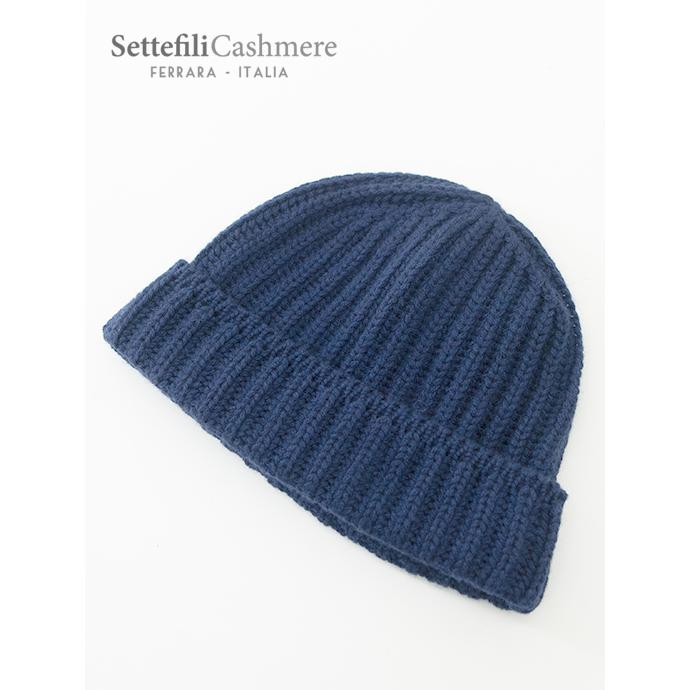 セッテフィーリ・カシミヤ Settefili Cashmere カシミアニットキャップ イタリア製 ネイビーブルー set481803 | ブランド登録なし