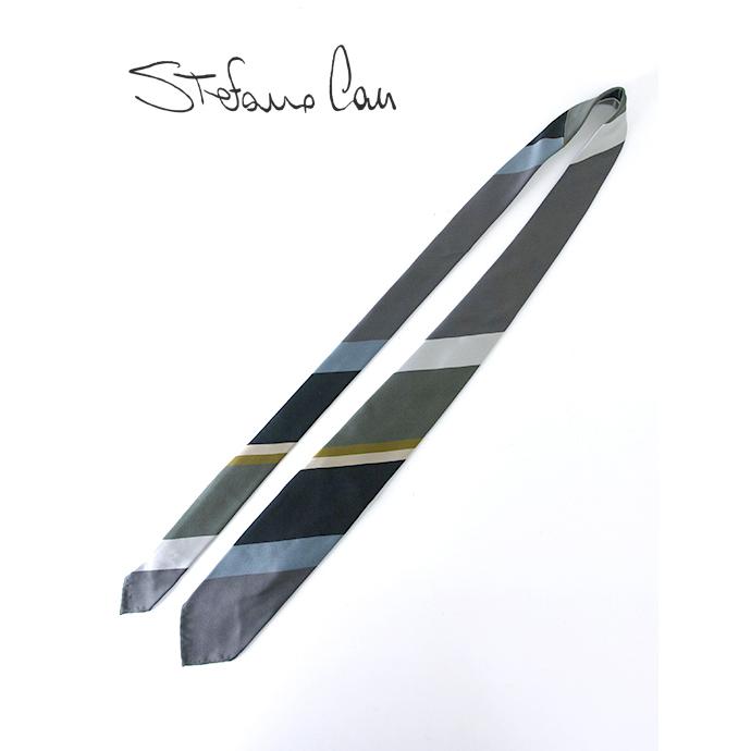 ステファノ カウ Stefano Cau ネクタイ/シルク/スフォデラート/レジメンタル グレー stc480402 | STEFANO CAU