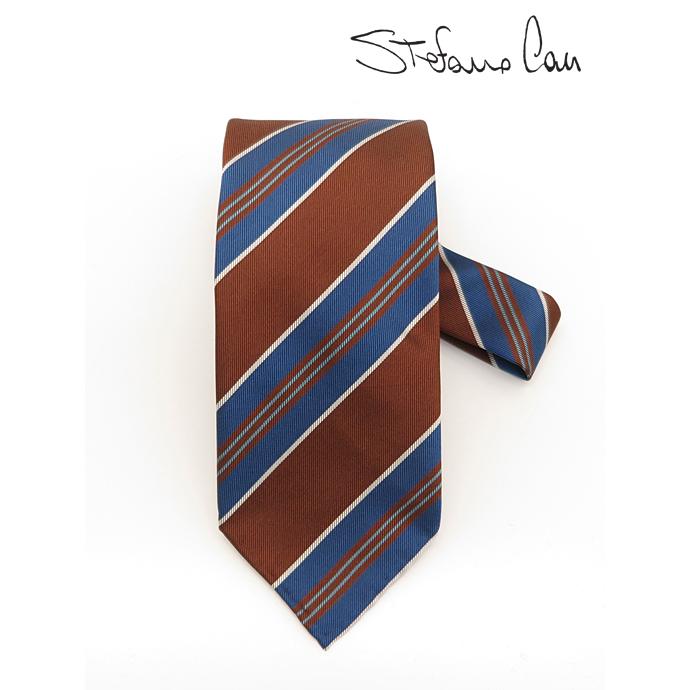ステファノ カウ Stefano Cau ネクタイ/シルク/スフォデラート イタリア製 ブラウン/ブルー stc482001 | STEFANO CAU