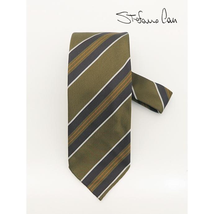 ステファノ カウ Stefano Cau ネクタイ/シルク/スフォデラート イタリア製 オリーブ/ネイビー stc482002 | STEFANO CAU