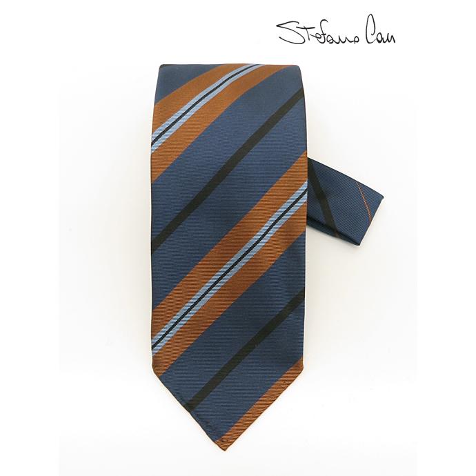 ステファノ カウ Stefano Cau ネクタイ/シルク/スフォデラート イタリア製 ネイビー/ブラウン stc482003 | STEFANO CAU