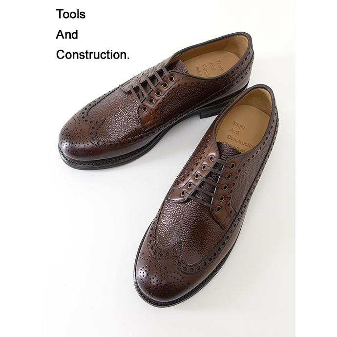 ツールズ アンド コンストラクション Tools And Construction ロングウィングチップシューズ/スムースレザー×グレインレザー/BURT ブラウン tac462001 | ブランド登録なし