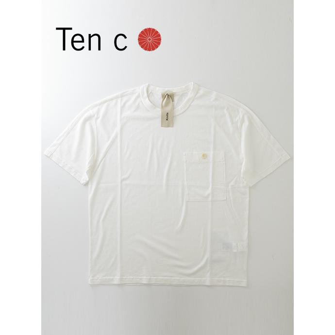 【30％OFF】テンシー Ten c ポケットTシャツ/半袖カットソー/MAKO COTTON JERSEY ホワイト ten500801 | Ten-C