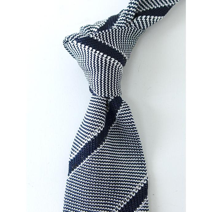 トリコ・ディオ Tricot-Dio ニットタイ/ジャカードストライプ ネイビー×ホワイト trd480202 | ブランド登録なし | 02