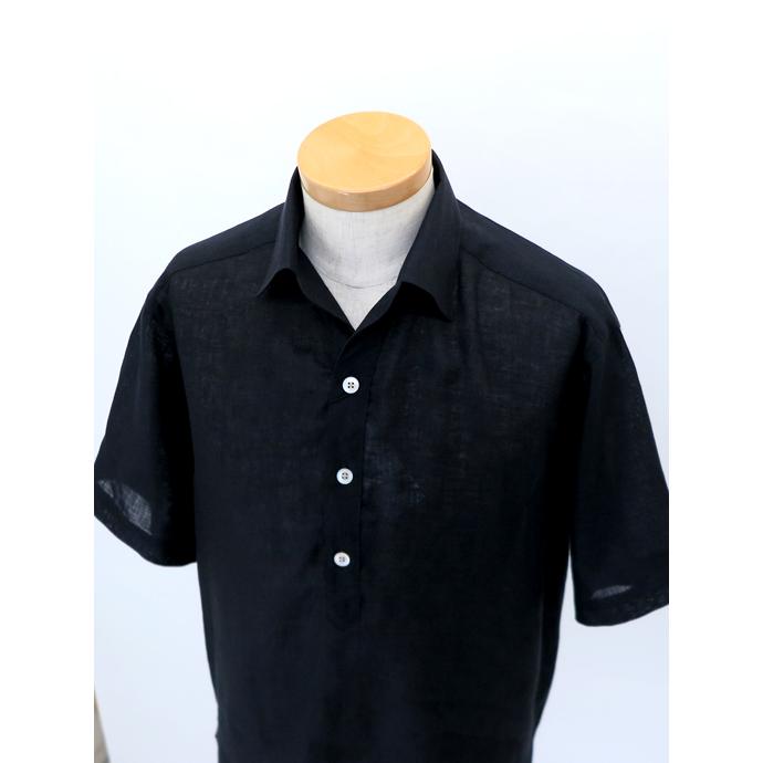 ザソール THE SOLE フレンチリネン/オープンカラープルオーバーシャツ ブラック tso520801 |  | 01