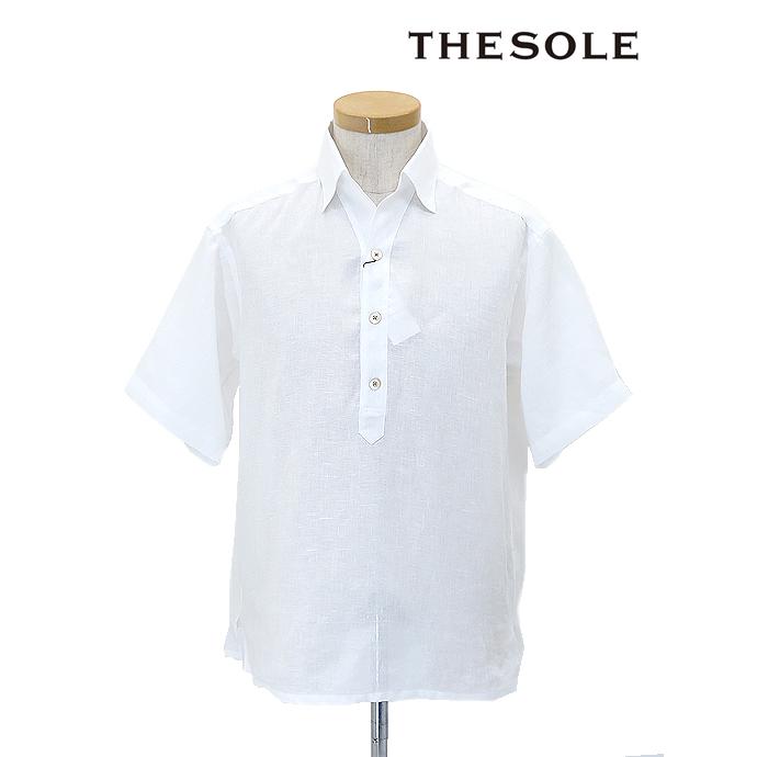 ザソール THE SOLE フレンチリネン/オープンカラープルオーバーシャツ ホワイト tso520802 | 