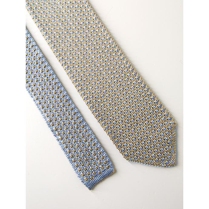 UMBERTO FORNARI/ウンベルト・フォルナリ/リバーシブルニットタイ/ライトブルー×ベージュ/umb421003 | ブランド登録なし | 01