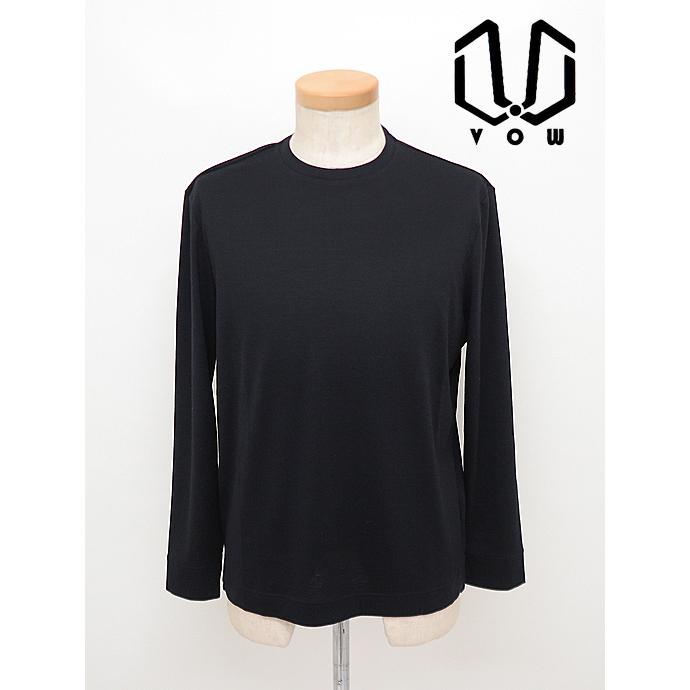 ボウ VOW ウールロングTシャツ/クルーネック/Super150sジャージー/洗濯可 ブラックネイビー vow462003 | ブランド登録なし
