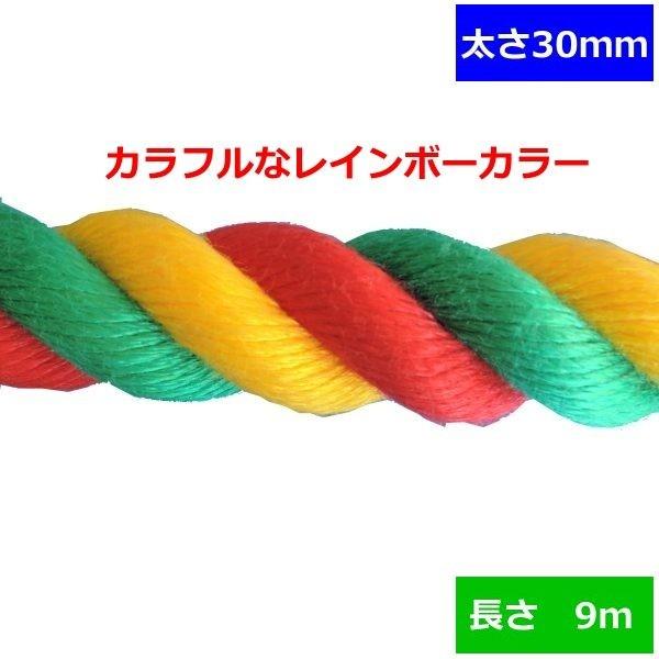 ターザンロープ　カラー　登り綱 リプロン　3色　30ｍｍ×9ｍ DIY 家庭用 クライミングロープ　トレーニング　アスレチック　体力作り　部活　筋力アップ 遊具