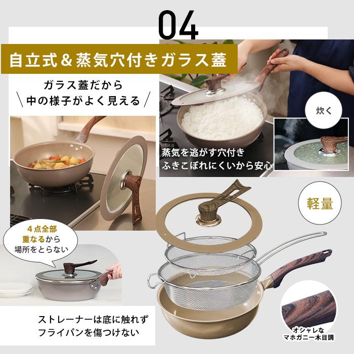 IH用】ギャル曽根プロデュース！スルッと長持ち万能フライパン鍋4点