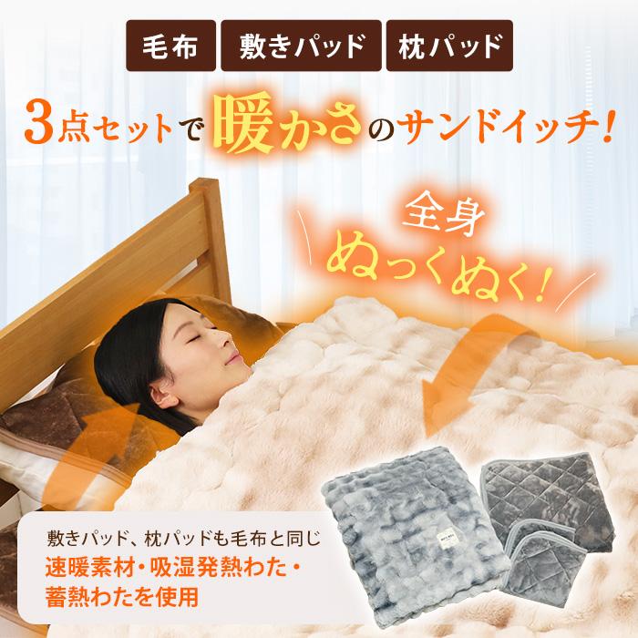 西川「ホッと寝る」速暖 毛布+敷パッドセット 西川(nishikawa) 速暖寝具ホッとねるプレミアム 3点セット シングル