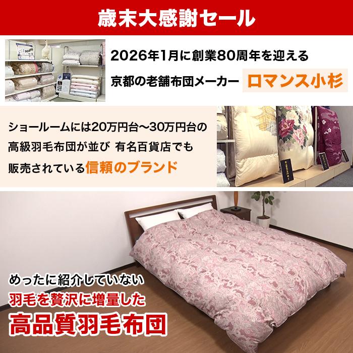 ロマンス小杉　羽毛肌掛け布団　ダブル重ね　花柄イエロー ロマンス小杉 大増量羽毛掛け布団 ダブル じゅん散歩 テレビ朝日