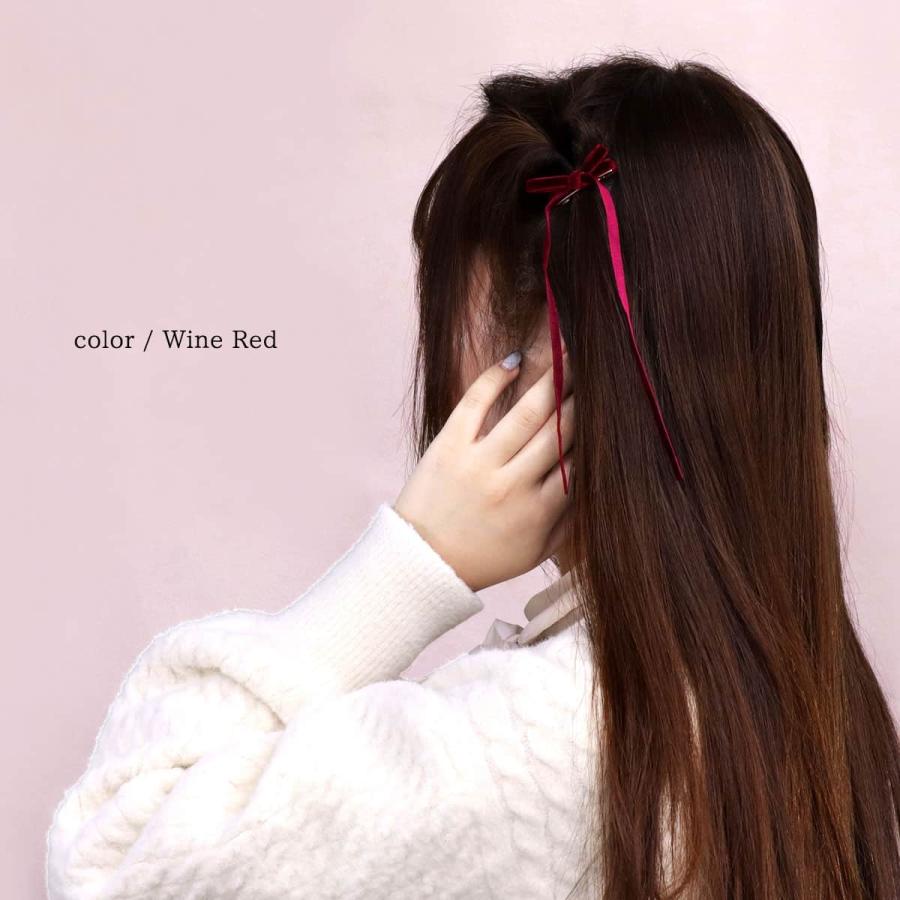 ROQUE（ロキ） ナロー ベルベット リボン ヘアクリップ ヘア