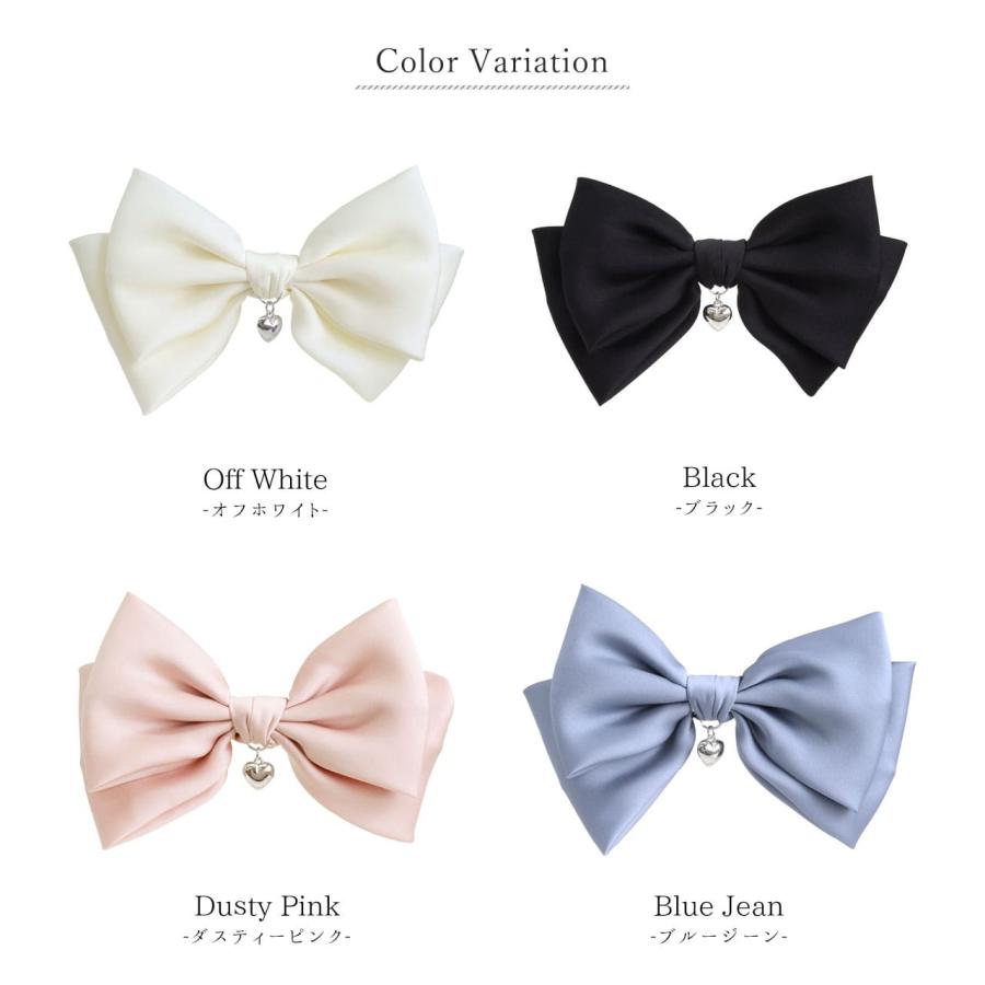 ROQUE（ロキ） ハート チャーム リボン バレッタ ヘアクリップ ヘア