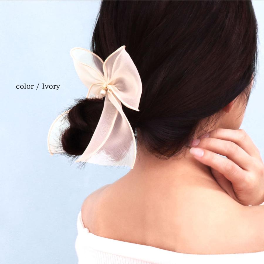 ROQUE（ロキ） オーガンジー リボン ポニーフック ヘアアクセサリー