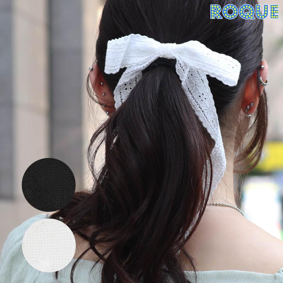 ROQUE（ロキ） レース リボン ポニーフック ヘアアクセサリー ヘアカフ