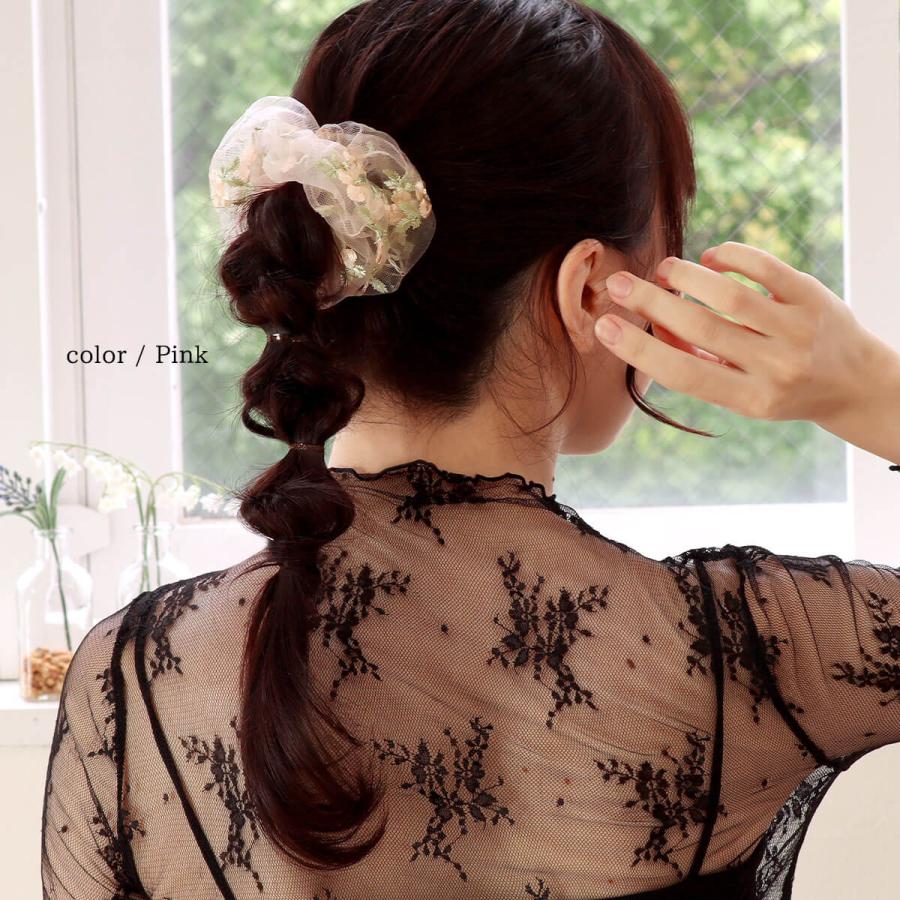 ROQUE（ロキ） フラワー オーガンジー シュシュ ヘアゴム ヘア