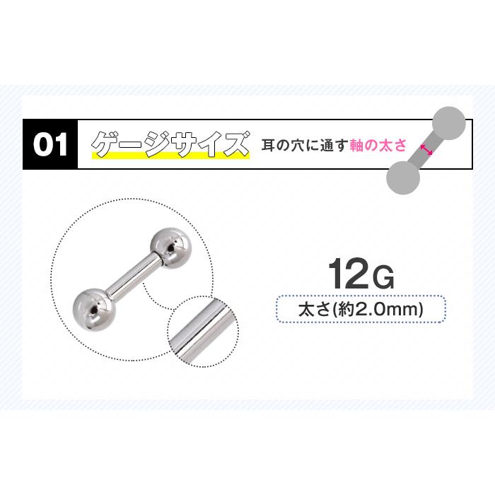 ROQUE（ロキ） ストレートバーベル 12G ボディピアス シルバー 定番