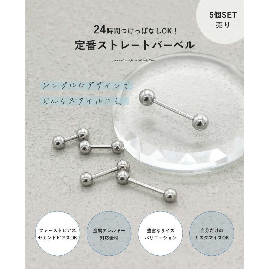 ROQUE（ロキ） (5個SET)ボディピアス 18G 16G 14G ストレートバーベル