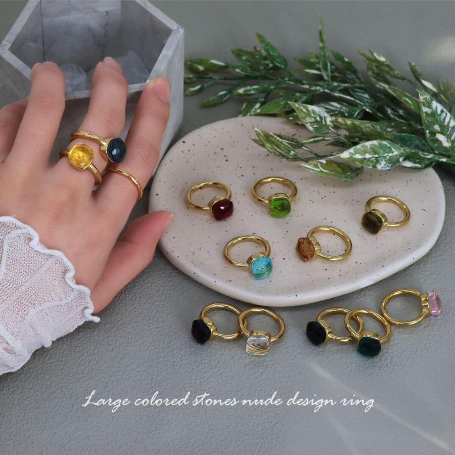 ROQUE（ロキ） ステンレスリング カラーストーン ヌード デザイン