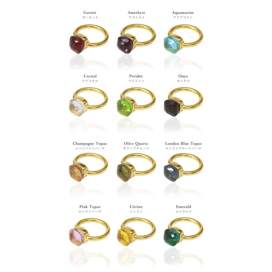 ROQUE（ロキ） ステンレスリング カラーストーン ヌード デザイン
