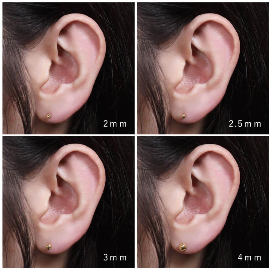 ボディピアス 18K刻印入り ストレートバーベル シンプルボール 16G 14G 18金 インターナルタイプ 逆ネジ式 セカンドピアス(1個売り)(オマケ革命)の画像