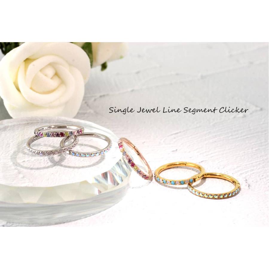 (新型)ボディピアス 18G 16G 14G CZ シングルジュエルライン 軟骨 サージカルステンレス 金属アレルギー対応 フープ リングピアス(1個売り)(オマケ革命) | ROQUE | 16