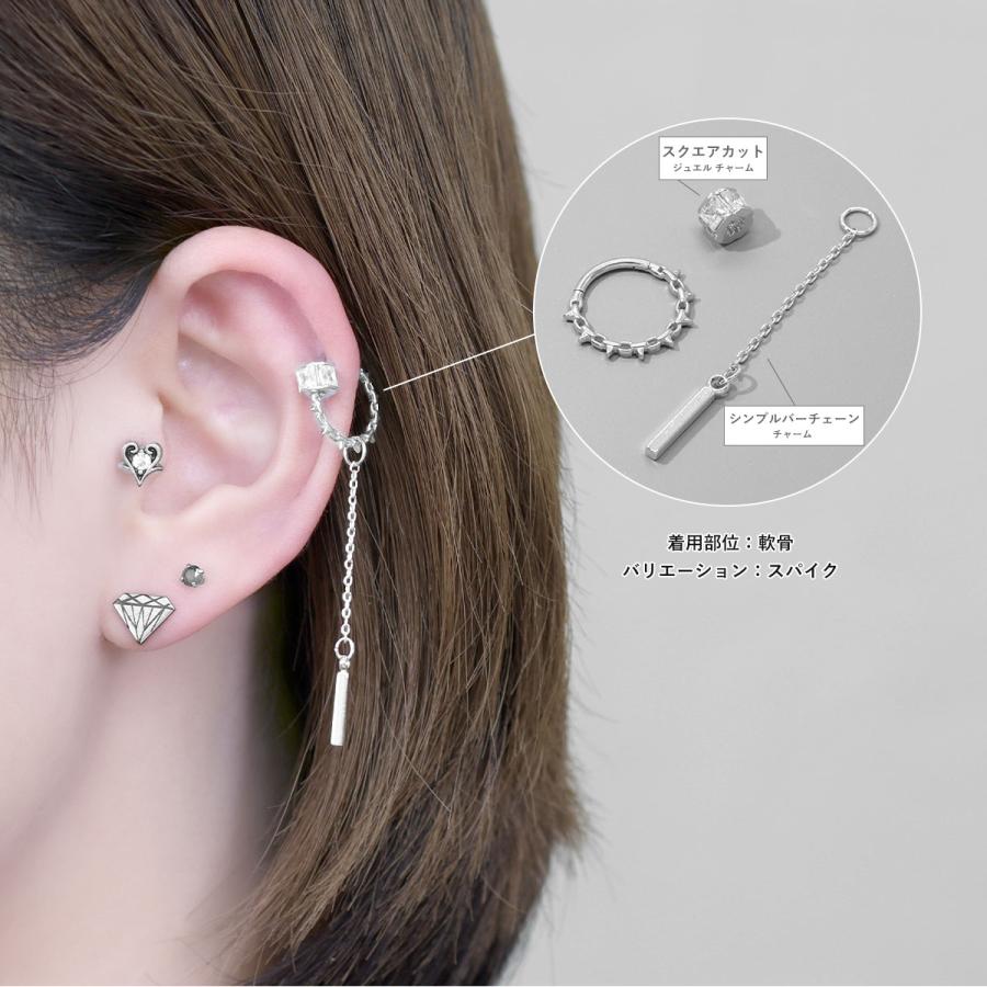 新品未使用　AMBUSH スパイク型クリスタルピアス(片耳用) ROQUE（ロキ） ボディピアス 16G 3種 いばら スパイク チェーン