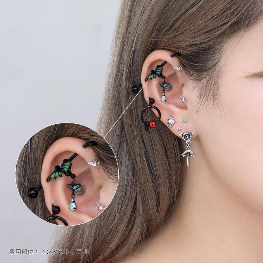 ROQUE（ロキ） ボディピアス 20G 14G 選べる形状 デビルグリーン