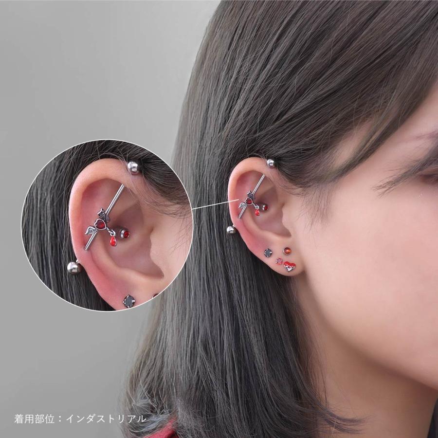 ROQUE（ロキ） ボディピアス 16G 14G 選べる形状 レッド ハート