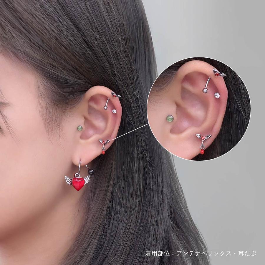 ROQUE（ロキ） ボディピアス 16G 14G 選べる形状 レッド ハート