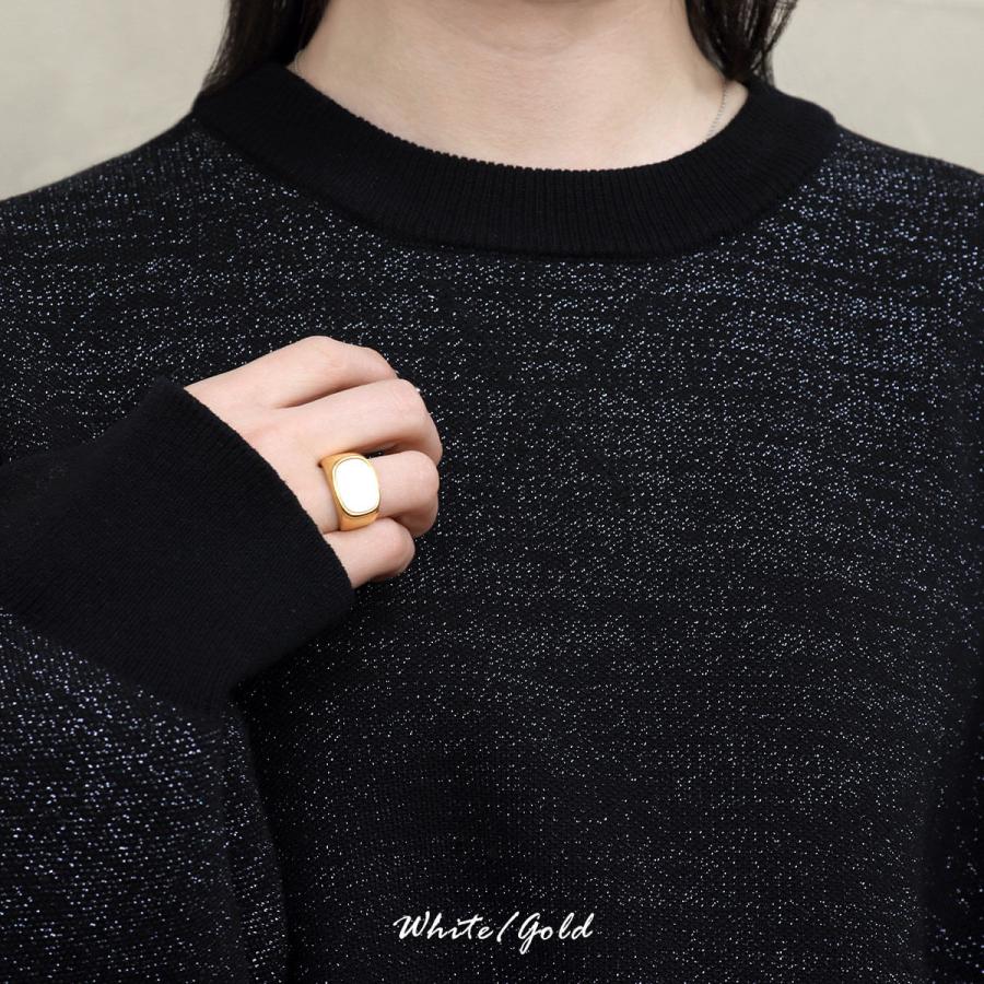 ROQUE シェル＆ストーン シグネットリング S M L 指輪(1個売り