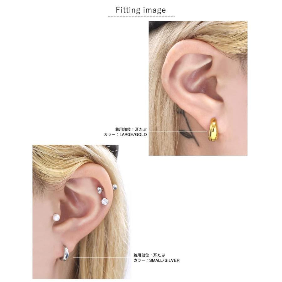 ROQUE（ロキ） (2個SET)ピアス ステンレス ワンタッチ ドロップ フープ