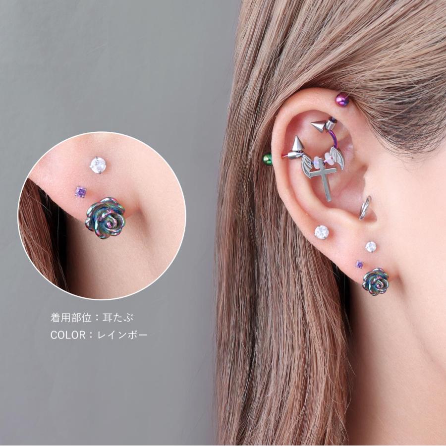 ボディピアス 16G 14G リアルローズストレートバーベル(1個売り)(オマケ革命) | ROQUE | 13