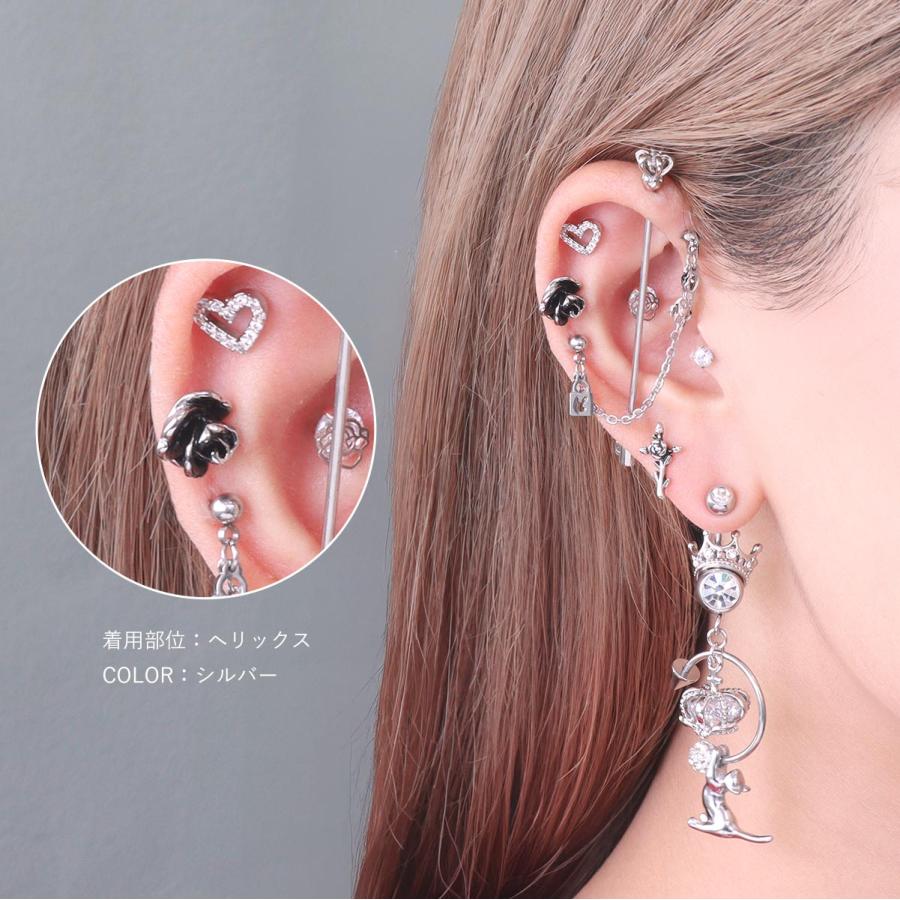 ボディピアス 16G 14G リアルローズストレートバーベル(1個売り)(オマケ革命) | ROQUE | 14