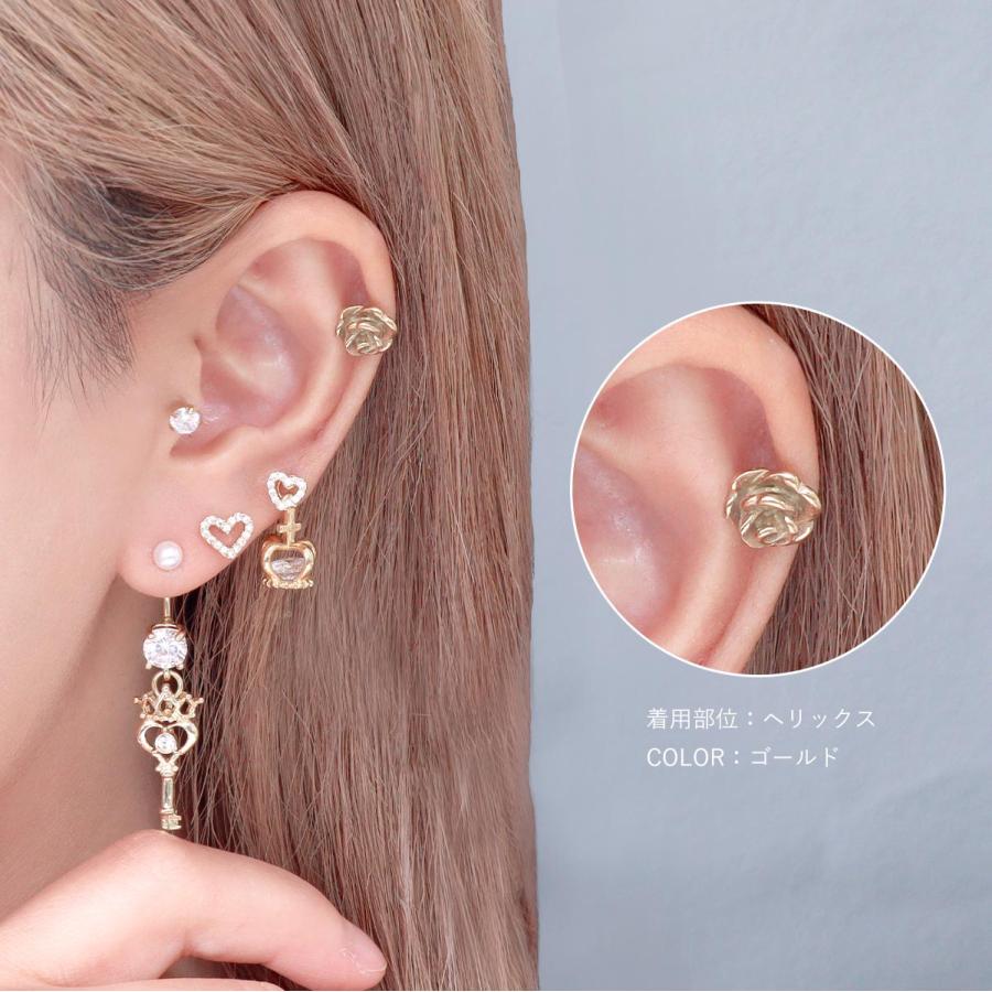 ROQUE（ロキ） ボディピアス 16G 14G リアルローズストレートバーベル