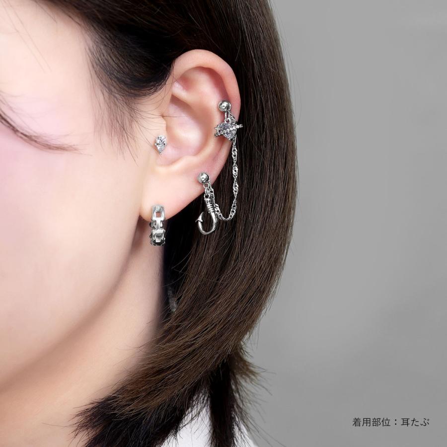 ROQUE（ロキ） ピアス 18G シルバー ミニチェーン フープピアス