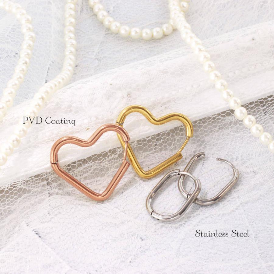 ROQUE（ロキ） (2個SET)ピアス ハート オーバル フープピアス PVD