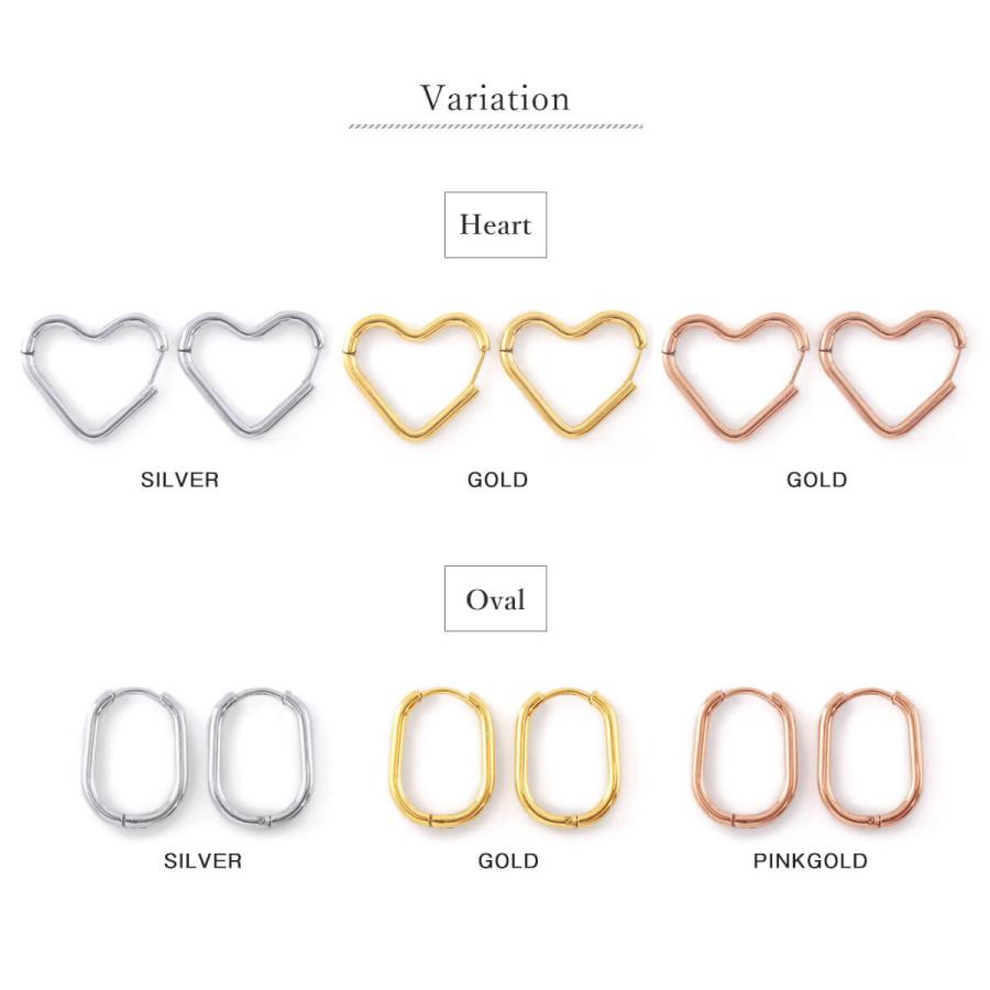 ROQUE（ロキ） (2個SET)ピアス ハート オーバル フープピアス PVD