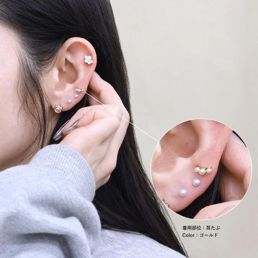 ROQUE（ロキ） ボディピアス 16G トリプルパール カーブ ストレート