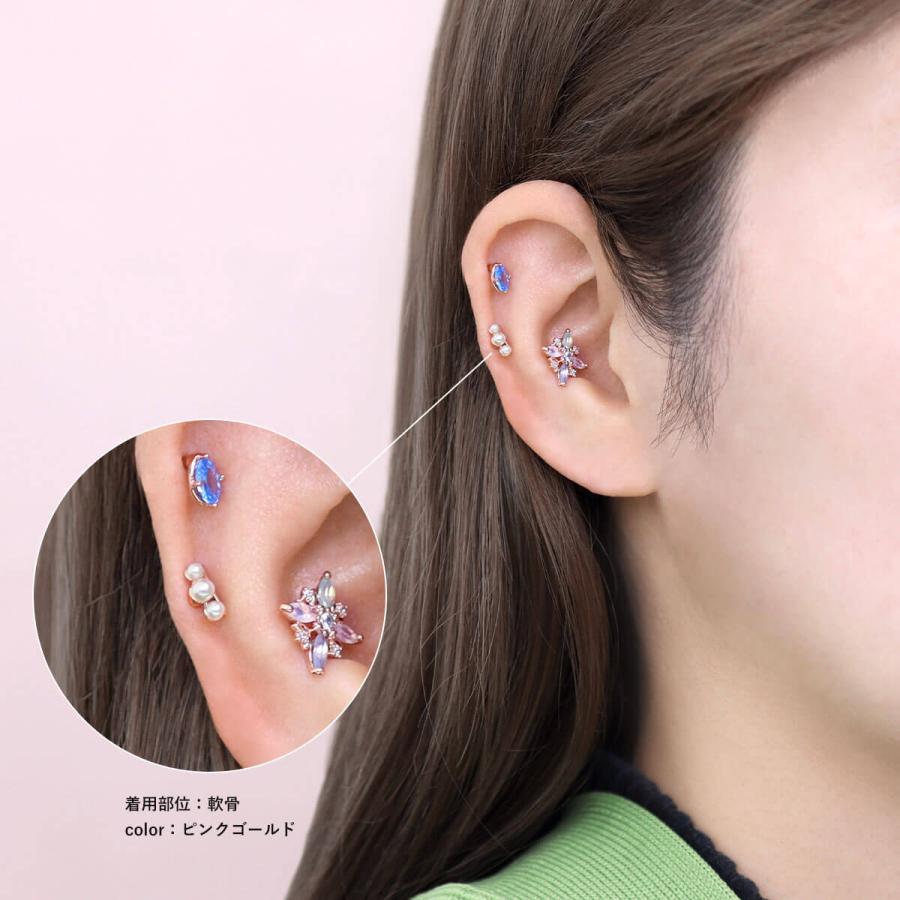 ROQUE（ロキ） ボディピアス 16G トリプルパール カーブ ストレート