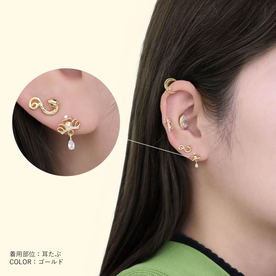 ROQUE（ロキ） ボディピアス 16G プチ クラウン ドロップ チャーム