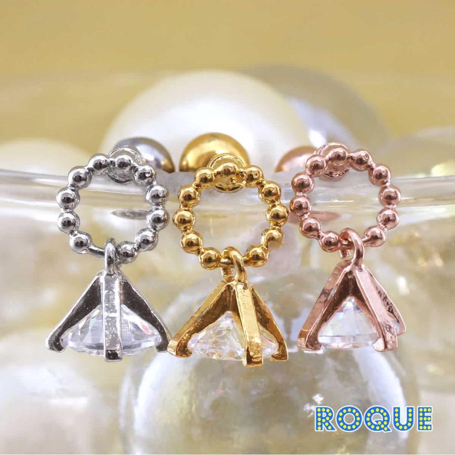 ROQUE（ロキ） ボディピアス 16G ボールサークル 立て爪ジュエル