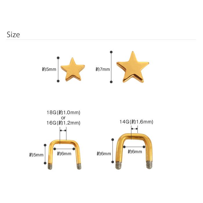 軟骨ピアス トラガス 18G 16G 14G ボディピアス ビッグ＆ミニスター ミニサーフェイスバーベル(1個売り)(オマケ革命) | ROQUE | 09