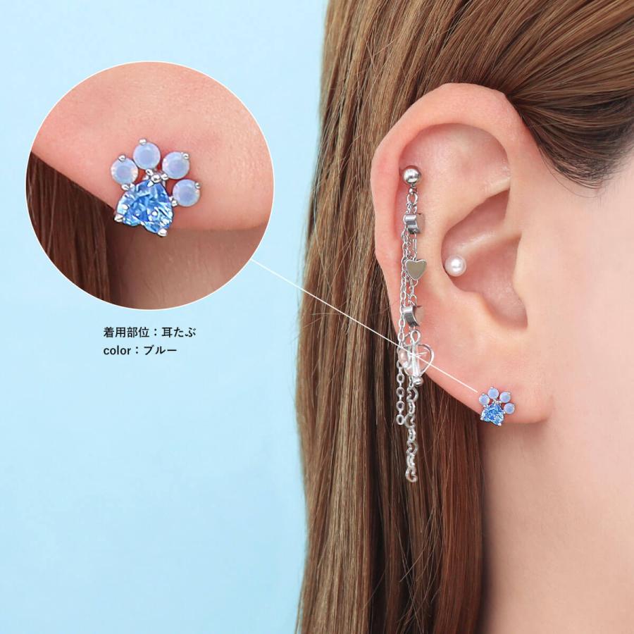 ROQUE（ロキ） ボディピアス 16G ジュエル 肉球 ストレートバーベル(1