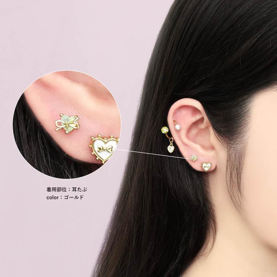 ROQUE（ロキ） ボディピアス 16G ガラス ストーン リボン ハート