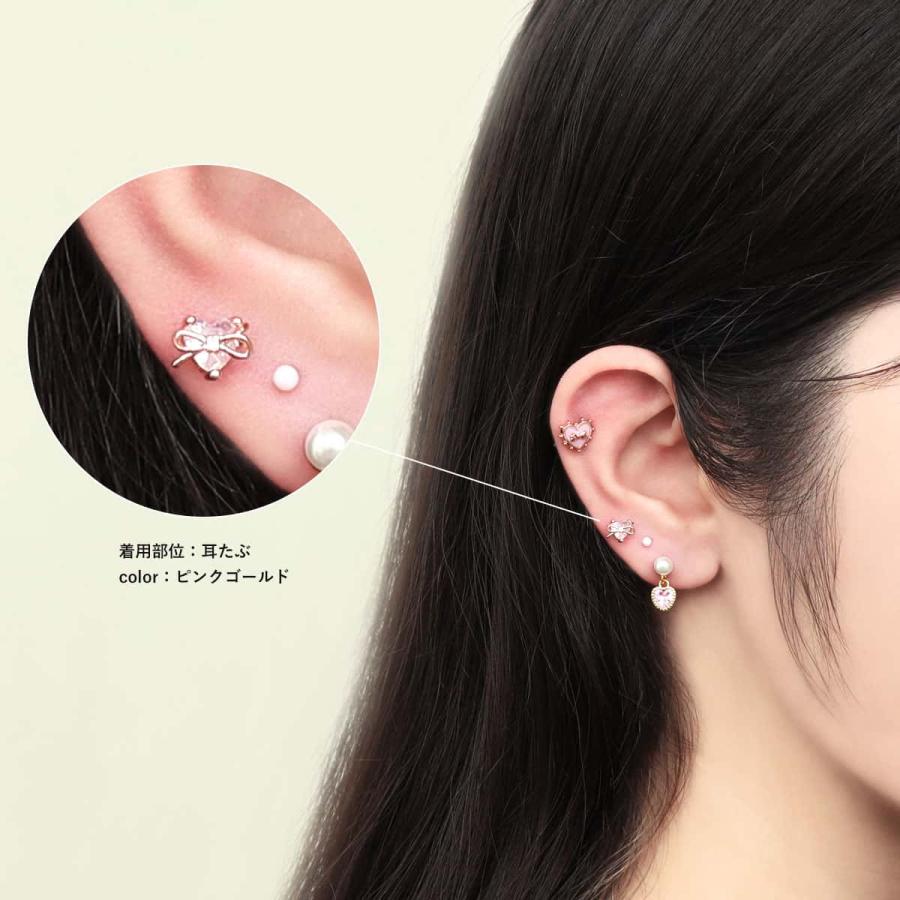 ROQUE（ロキ） ボディピアス 16G ガラス ストーン リボン ハート