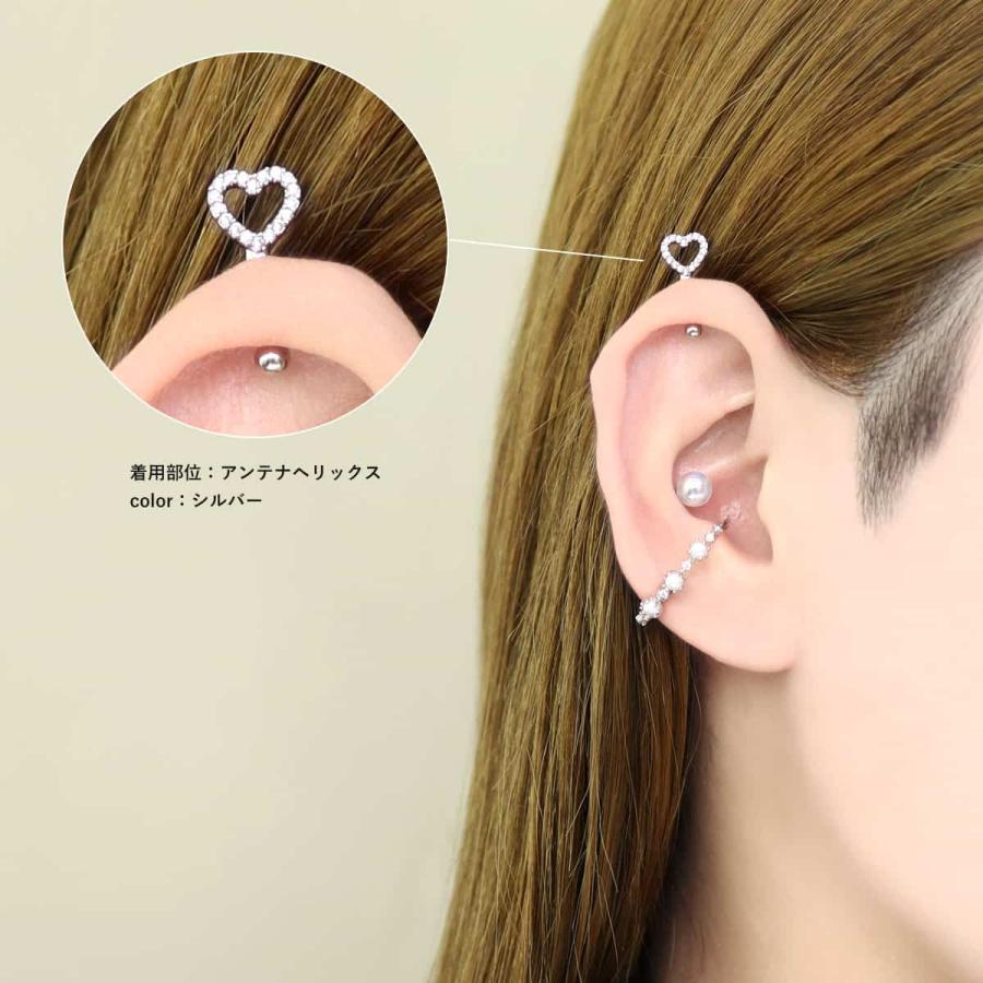 ROQUE（ロキ） ボディピアス 16G エッジ ジュエル ハート ストレート
